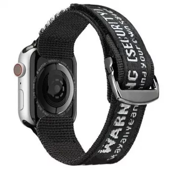 Dux Ducis Strap (Outdoor Version) Apple Watch Ultra, SE, Series 8, 7, 6, 5, 4, 3, 2, 1 (49, 45, 44, 42 mm) Nylon siksniņa Melns Sudrabs