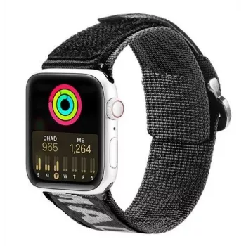 Dux Ducis Strap (Outdoor Version) Apple Watch Ultra, SE, Series 8, 7, 6, 5, 4, 3, 2, 1 (49, 45, 44, 42 mm) Nylon siksniņa Melns Sudrabs