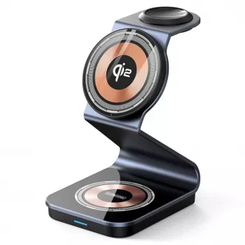 Duzzona W21 3-in-1 15W Wireless Charging Stand Phone Earphone Watch Charger (Qi2 Certified) Transparent