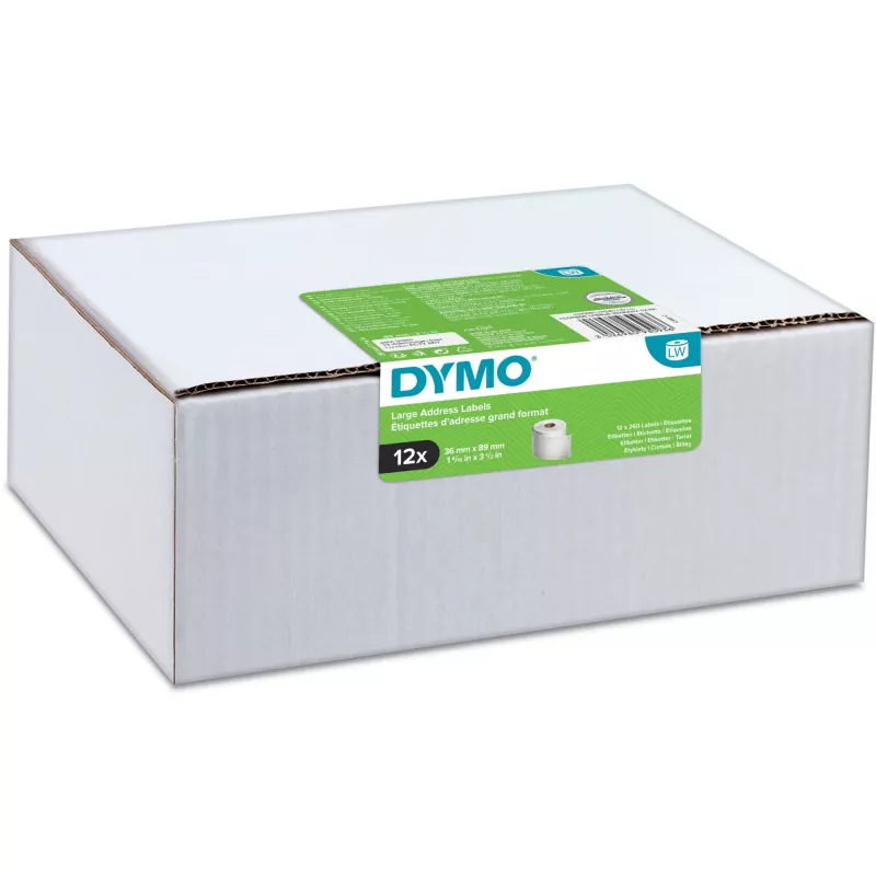 DYMO Authentic LabelWriter lielas adreses etiķetes 36mm x 89mm caurspīdīgas, 2 ruļļi pa 130 (260 etiķetes)