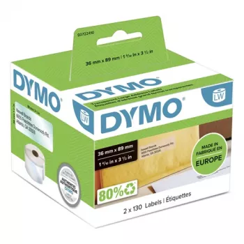 DYMO Authentic LabelWriter lielas adreses etiķetes 36mm x 89mm caurspīdīgas, 2 ruļļi pa 130 (260 etiķetes)