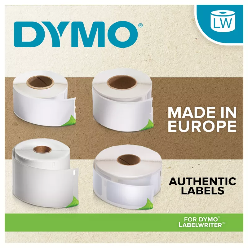 DYMO LabelWriter adrešu etiķetes 99010, 28x89 mm, baltas, 2 ruļļi pa 130