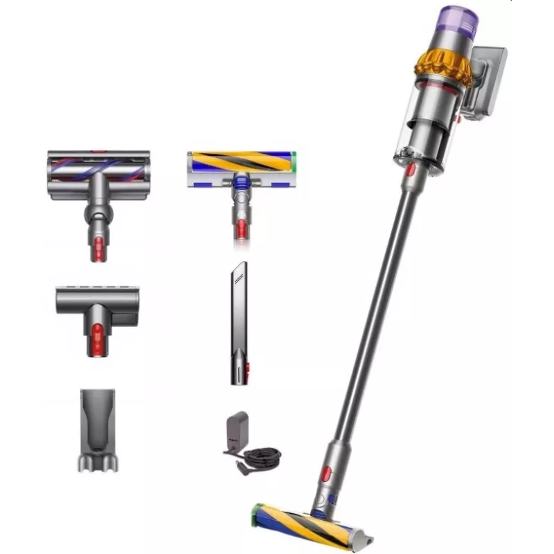 Dyson V15 Detect Absolute bezvadu kāta putekļsūcējs, nerūsējošais tērauds, 240AW, LCD displejs, 60 min darbības laiks