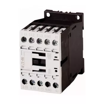 Eaton DILM12-10 Strāvas kontaktors – 230V AC spole, 3 poli + 1 NO, 12A AC-3, 5.5kW, IP20, DIN sliedes montāža