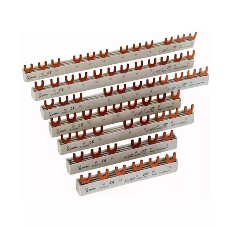 Eaton EVG-3PHAS/9MODUL 3 fāžu tapu kopne, 10 mm², 9 moduļi, 63 A, 400 V, dakšveida, pilnībā izolēta, pelēka