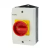 Eaton P1-25/I2/SVB/HI11 25A 3-polu galvenais slēdzis ar avārijas apturēšanu, virsmas montāža, IP65, sarkans/dzeltens
