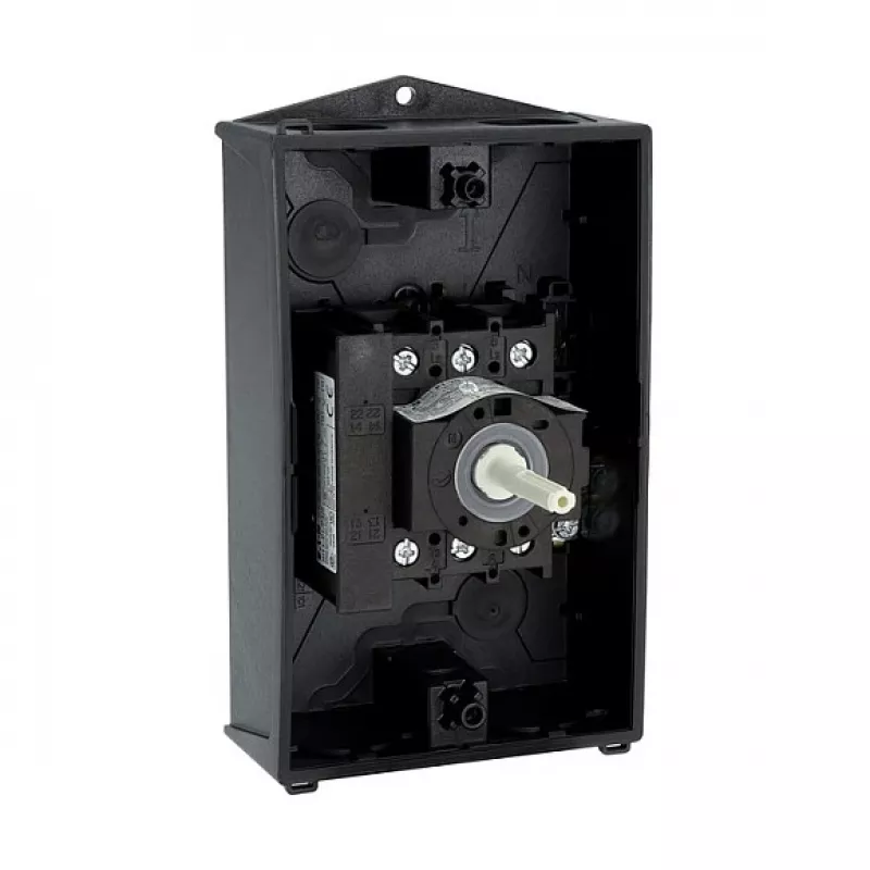 Eaton P1-25/I2/SVB/HI11 25A 3-polu galvenais slēdzis ar avārijas apturēšanu, virsmas montāža, IP65, sarkans/dzeltens