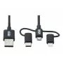 Eaton Tripp Lite Series Universāls USB-A uz Lightning, USB Micro-B un USB-C sinhronizācijas/uzlādes kabelis (M/3xM), MFi sertificēts, melns, 6 pēdas (1,8 m)