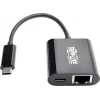 Eaton Tripp Lite U436-06N-GB-C USB-C uz Gigabit Ethernet adapteris ar USB-C PD uzlādi - Thunderbolt 3 - melns