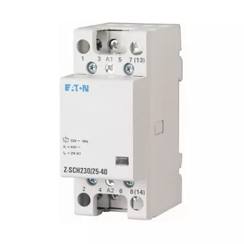 EATON Z-SCH230/25-40 instalācijas kontaktors, 230V maiņstrāvas spole, 4 polu (4 NO), 25A, 2 TE, DIN sliede, MPN 248847