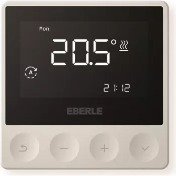 Eberle ATR 4800 AP programmējams pulksteņa termostats telpas un grīdas temperatūras kontrolei, virsmas montāžas, 230 V AC, 10 A, nedēļas programma, LCD apgaismojums, tīri balts 567194458600