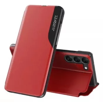 Eco Samsung Galaxy S23+ ar Flip Stand Leather View Maciņu Sarkans