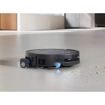 ECOVACS DEEBOT T80S OMNI robotu putekļsūcējs ar automātiskās iztukšošanas staciju, 6000 Pa sūkšanas jauda, karstā ūdens mopu mazgāšana, karstā gaisa žāvēšana, AIVI 3D 2.0 šķēršļu apiešana, TrueMapping 2.0 LiDAR navigācija, melns