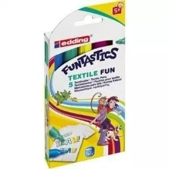 Edding e-17 finelineru pildspalvu komplekts - 0,5 mm šķiedras uzgalis, dažādas krāsas (zila, brūna, zaļa, violeta, dzeltena), uz ūdens bāzes tinti, 5 pildspalvas 4-17-5