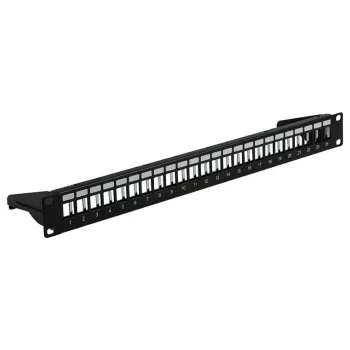 EFB 19 inch 1U Patch Panel, 24-Port, Metal, Foldable, Black RAL9005