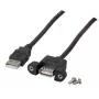 EFB-Elektronik USB 2.0 pagarinājuma kabelis A-A, paneļmontāžas ligzda, 1,0 m, melns, Classic