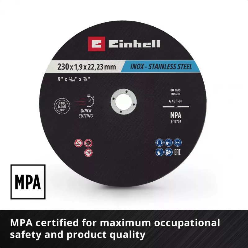 Einhell 230 x 2,0 mm plānie griešanas diski leņķa slīpmašīnām, 10 gab. iepakojums 711524