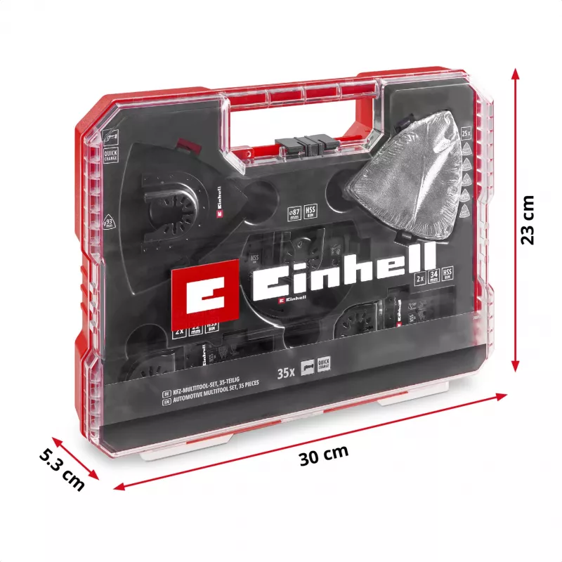 Einhell 708135 XL-PLUS-CASE BiM HSS daudzfunkcionālo instrumentu piederumu komplekts, 10 gabali