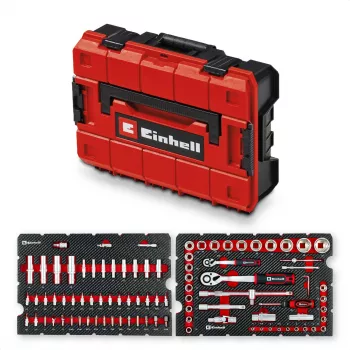 Einhell E-Case 92-Piece Workshop Tool Kit (370514) - Chrome Vanadium Steel, Black/Red