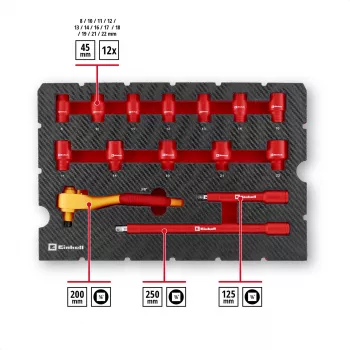 Einhell E-Case VDE Instrumentu kārba 24-daļīgs elektriķa komplekts (sarkans/dzeltens)