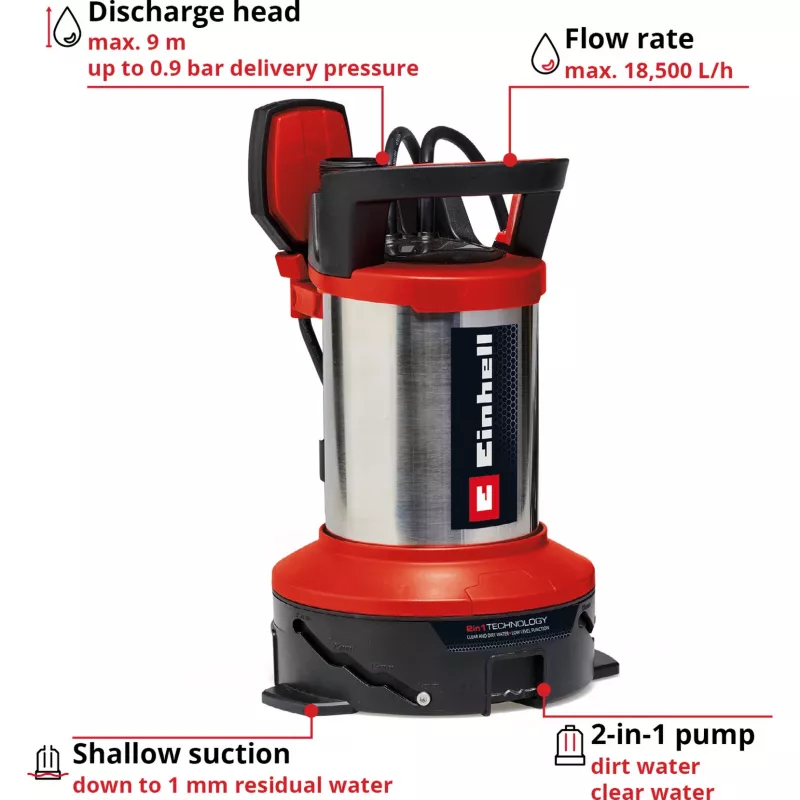 Einhell Flood Set GE-DP 7535 N LL ECO netīrā ūdens iegremdējamais sūknis 18500 l/h 9 m 4181515