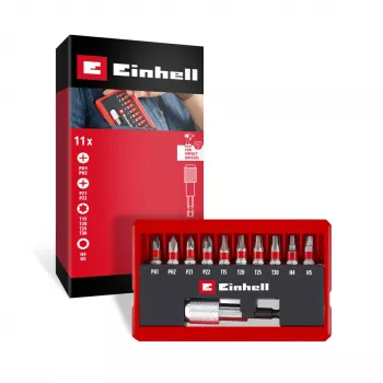 Einhell Karabiner Impact Bit Set 10-Piece 1/4 inch Hex Impact Driver Bits with Carabiner Clip