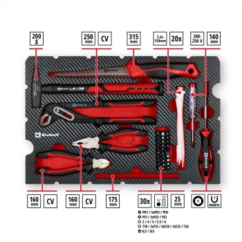 EINHELL-KWB E-Case Renovācijas instrumentu komplekts, 78 daļas (Melns/Sarkans)