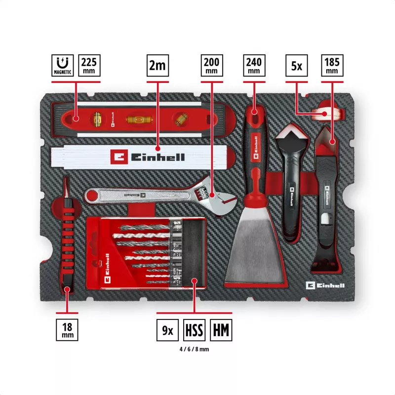 EINHELL-KWB E-Case Renovācijas instrumentu komplekts, 78 daļas (Melns/Sarkans)