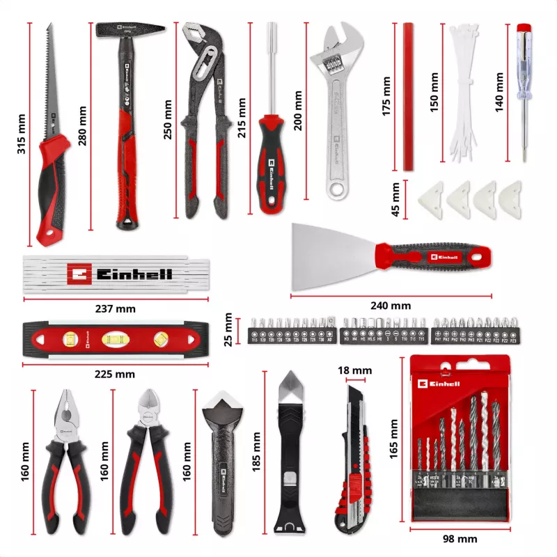 EINHELL-KWB E-Case Renovācijas instrumentu komplekts, 78 daļas (Melns/Sarkans)
