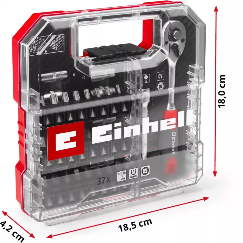 EINHELL-KWB Uzgriežņu un uzgaļu komplekts 1/4 collas 37 daļas L-CASE