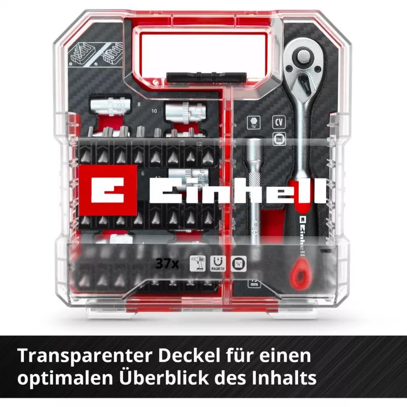 EINHELL-KWB Uzgriežņu un uzgaļu komplekts 1/4 collas 37 daļas L-CASE