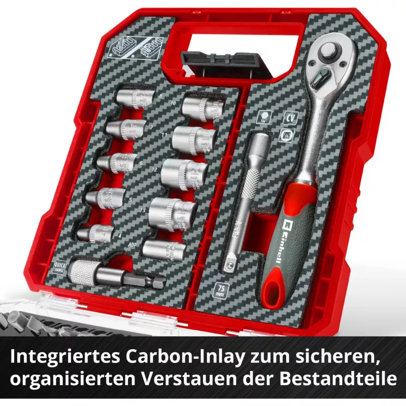 EINHELL-KWB Uzgriežņu un uzgaļu komplekts 1/4 collas 37 daļas L-CASE