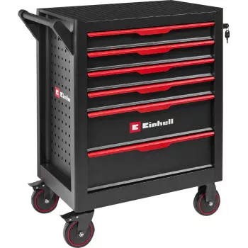 EINHELL-KWB Darbnīcas ratiņi tukši, 6 atvilktnes (Melns/Sarkans, 4 plakanas, 2 augstas atvilktnes)