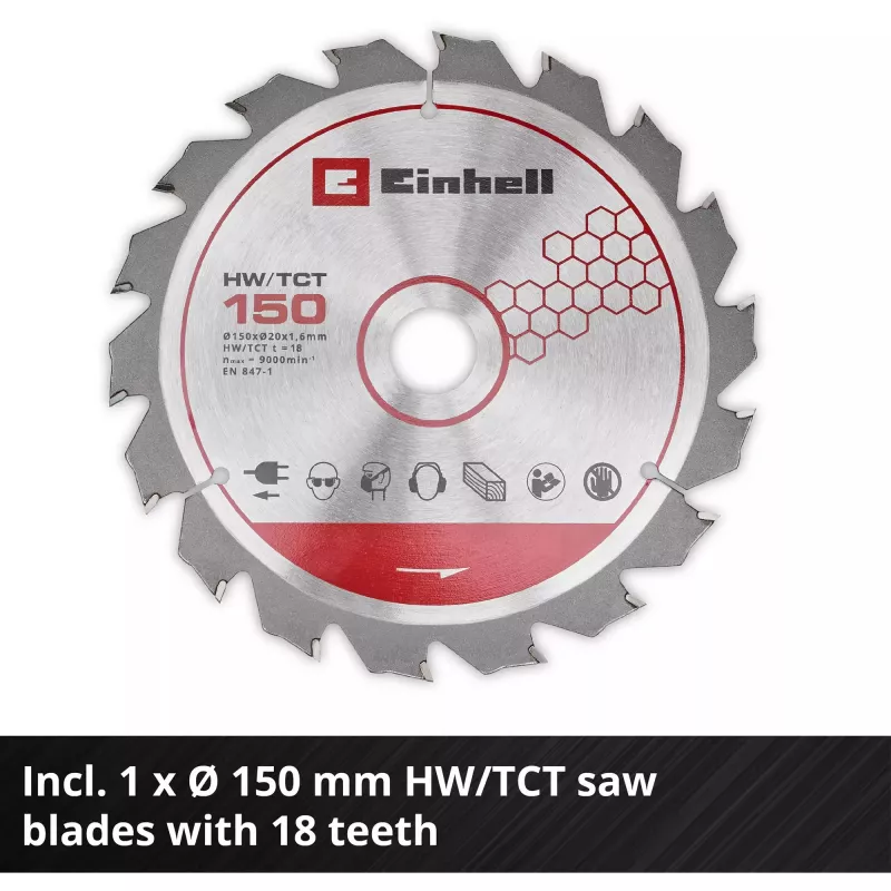 Einhell Power X-Change Bezvadu Rokas Ripzāģis TE-CS 18/150-2 Li-Solo, 18V (Sarkans/Melns, Bez Akumulatora un Lādētāja)
