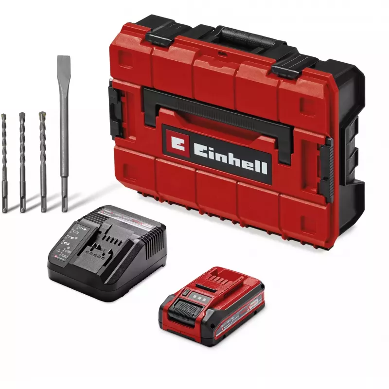 EINHELL Professional Bezvadu Rotācijas Āmurs TP-HD 18/28 Li BL+4, 18V (Sarkans/Melns, Li-Ion Akumulators 3.0 Ah, 4-daļīgs Piederumu Komplekts, E-Case S)
