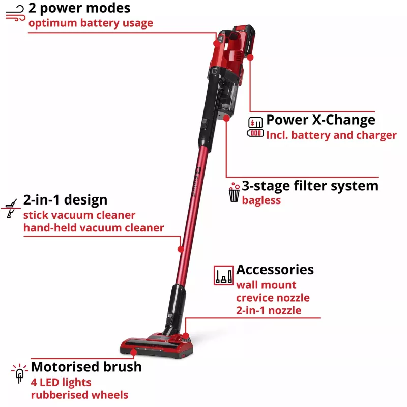 Einhell TE-SV 18 Li 2347187 Bezvadu rokas putekļsūcējs 18 V ar akumulatoru un lādētāju