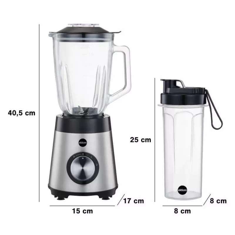 ELDOM BK7S STALO 2.0 L krūzes blenderis 1000 W melns/sudraba