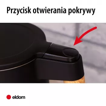 ELDOM C550 bezvadu tējkanna ar temperatūras regulēšanu, 1,7 L, 2200 W, nerūsējošais tērauds, 5 ieprogrammēti režīmi, siltuma uzturēšana, LED displejs, melna