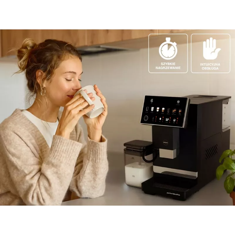 ELDOM ECA10 automātiskā spiediena kafijas mašīna, 7 programmas, 19 bāri, 1450 W, 1,8 L ūdens tvertne, no pupiņām līdz kafijai, LCD, melna