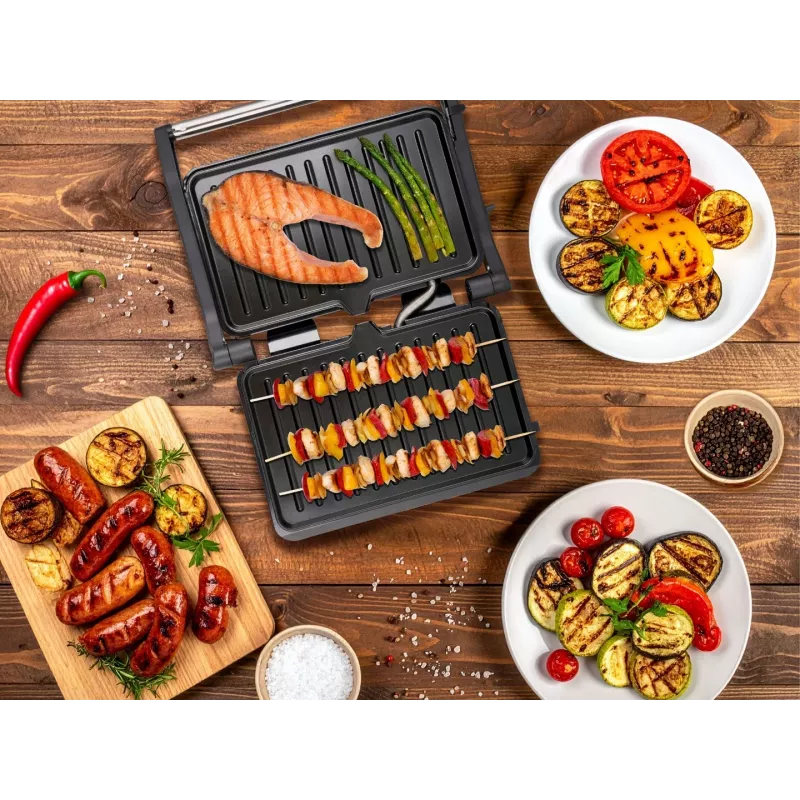 Eldom GK110 Contact Grill 2000 W Melns/Sudraba