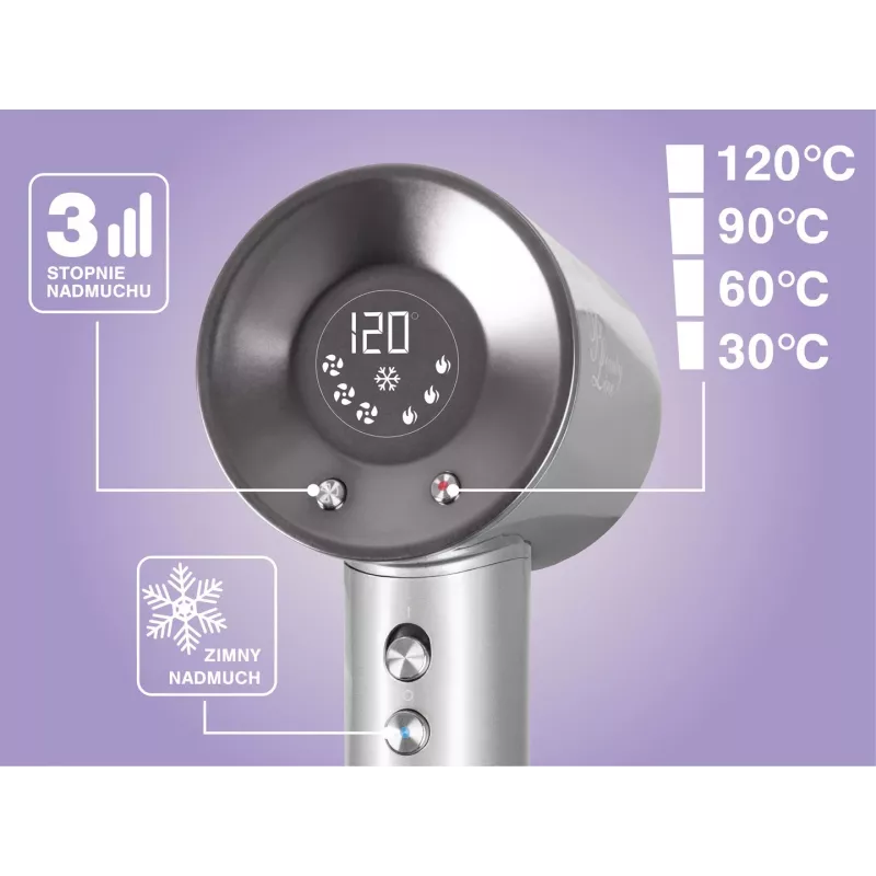 ELDOM HT280 matu žāvētājs, 1650 W, pelēks, 3 temperatūras režīmi, 2 ātruma režīmi, aukstā gaisa funkcija, koncentratora sprausla, noņemams gaisa filtrs, pakarināšanas cilpa, aizsardzība pret pārkaršanu, 1,8 m vads