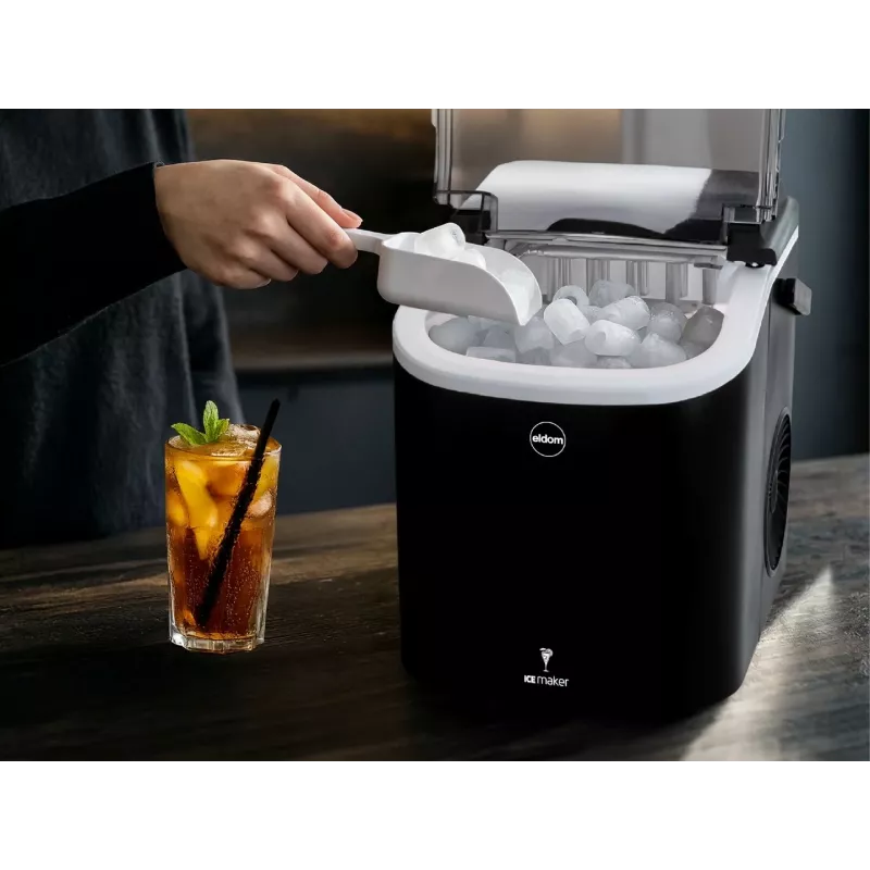 ELDOM KS230 Ledus pagatavotājs - 12 kg/24h, 2,2 L tvertne, 9 kubiņi ciklā, sudrabs/melns