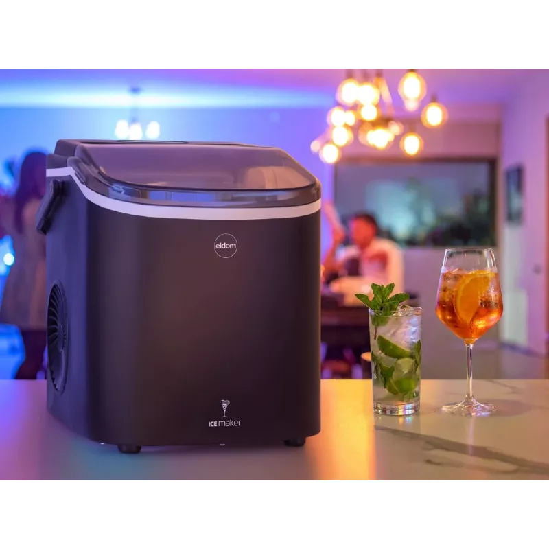 ELDOM KS230 Ledus pagatavotājs - 12 kg/24h, 2,2 L tvertne, 9 kubiņi ciklā, sudrabs/melns