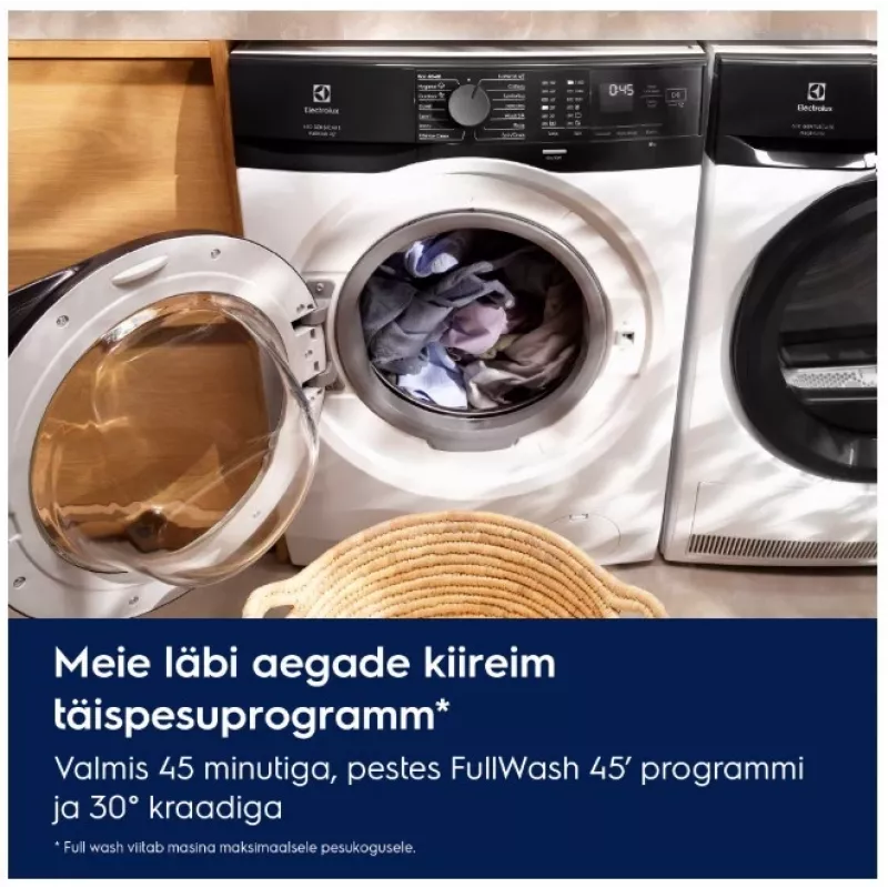 Electrolux EW6F9482E Brīvi stāvoša priekšējās ielādes veļas mašīna, 8 kg, 1400 apgr./min, balta