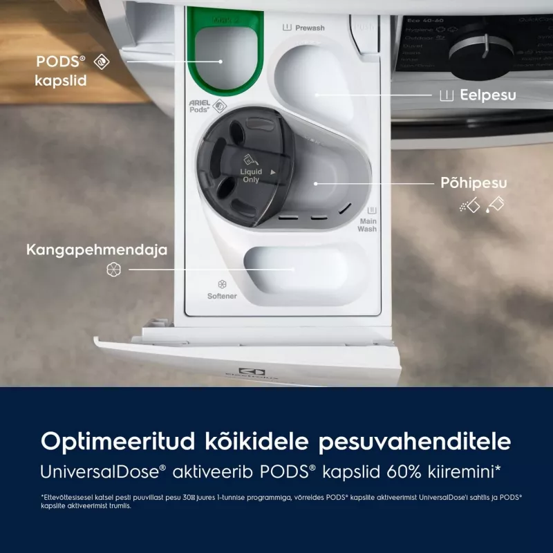 Electrolux SteamCare 700 UniversalDose veļas mašīna, 10 kg, 1600 apgr./min, balta