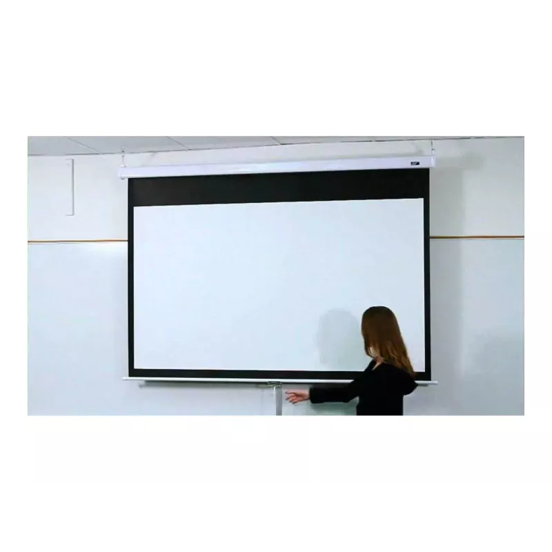 Elite Screens Manual Series M120XWV2 120 collu manuāli nolaižams projektora ekrāns ar MaxWhite FG materiālu, 16:9 malu attiecība, balts korpuss