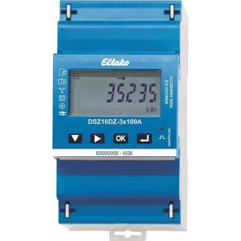 Eltako DSZ16DZ-3x100A MID digitālais trīsfāžu enerģijas skaitītājs, tiešā mērīšana, 100A, B klase, S0 impulsa izvade, DIN sliedes 28380316