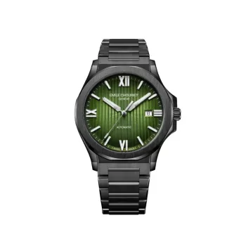 EMILE CHOURIET Vīriešu automātiskais hronogrāfa pulkstenis 41mm melns ciparnīca melna ādas siksniņa 081172GHHE8H