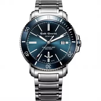EMILE CHOURIET Vīriešu automātiskais niršanas pulkstenis 42mm Nerūsējošais tērauds Melns ciparnīca 081169G6AW986