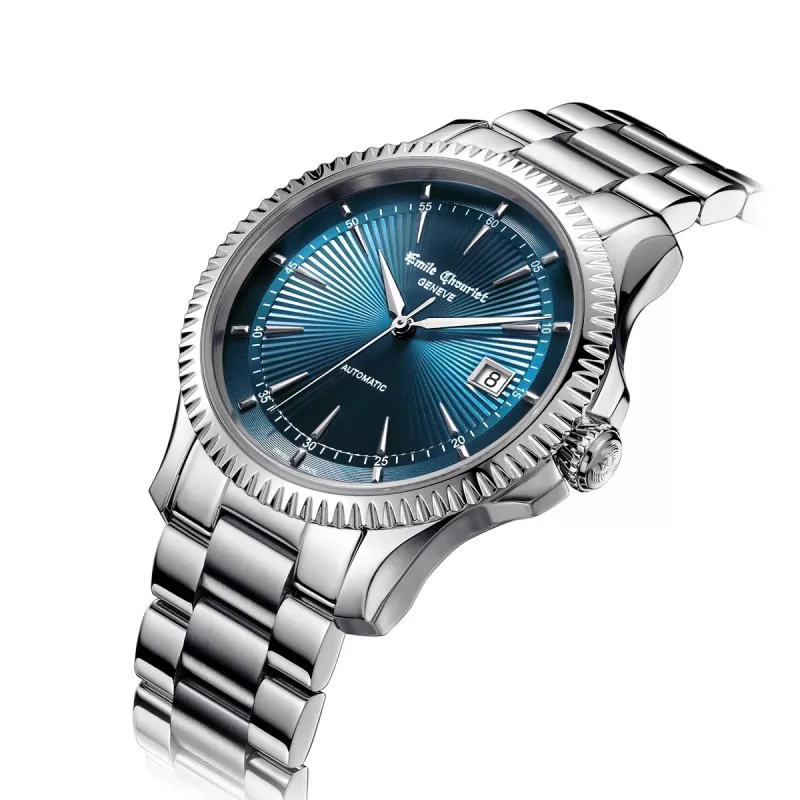 EMILE CHOURIET Vīriešu automātiskais pulkstenis 40mm nerūsējošais tērauds melns ciparnīca